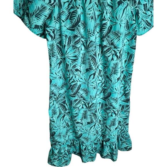 Anthony Richard Mumu Hawaiian Large Vintage Pockets Blue Gray Ferns Ruffle Hem - Picture 7 of 9